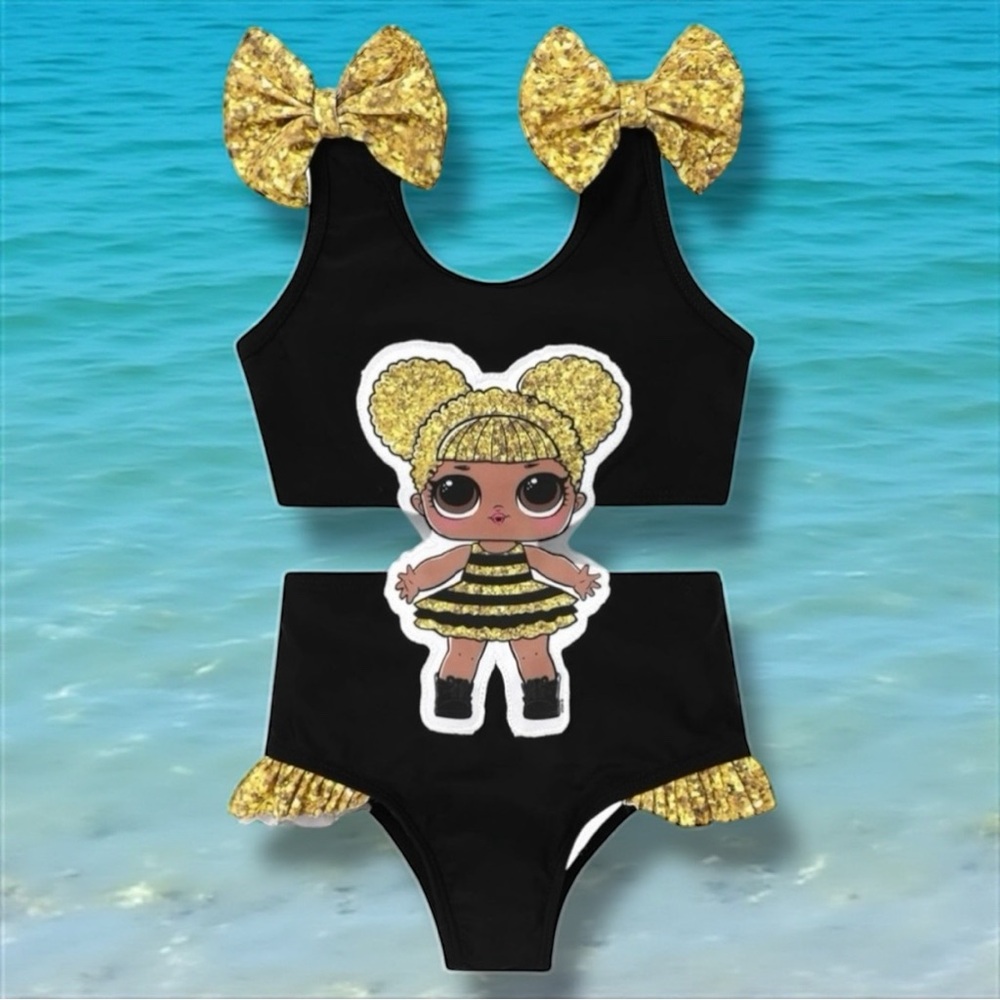 👚2/$10👗3/$12 NWT LOL Surprise 1-Piece Swimsuit Ruffle Beach Bathing Suit 7/8